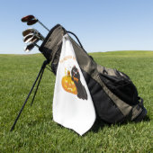 カボチャのスパイスビーブ，ハロウィーン，黒猫，カボチャ ゴルフタオル (グリーン)