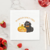 カボチャのスパイスビーブ，ハロウィーン，黒猫，カボチャ スタンダードランチョンナプキン (インサイチュ)