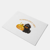 カボチャのスパイスビーブ，ハロウィーン，黒猫，カボチャ ドアマット (アングル)