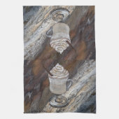 カボチャのスパイスブラウンと金ゴールドキッチンタオル キッチンタオル (縦)