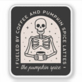 カボチャのスパイスラテおもしろいコーヒー骨格 シール (正面)