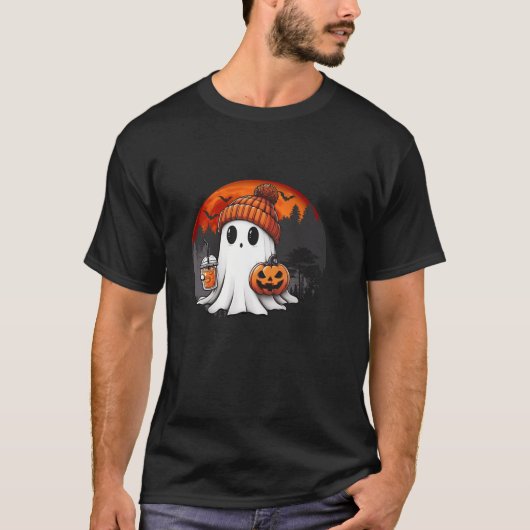 カボチャのスパイス愛好家かわいい幽霊ブージーブーjeeハル tシャツ (正面)