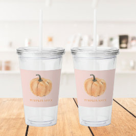 カボチャのスパイス水の色カボチャ|オレンジとピンク アクリルタンブラー