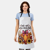 カボチャのスパイス秋が大好きなラテ エプロン (着用した状態)