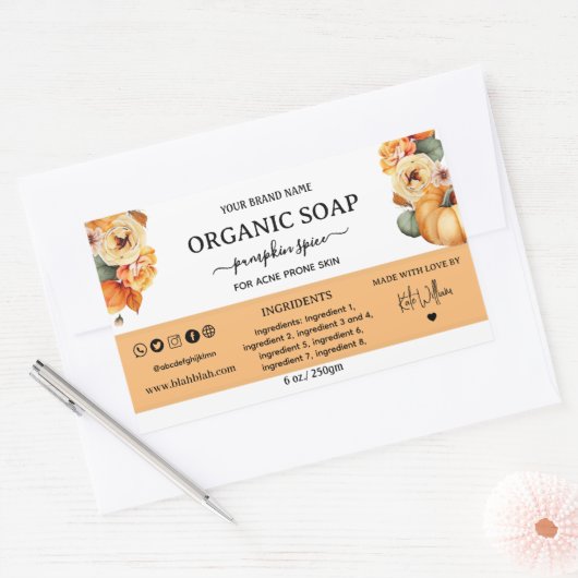 カボチャのスパイス自家製石鹸ラベル長方形 長方形シール (封筒)