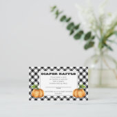 カボチャのチェックのシャワーおむつラッフル囲いカード エンクロージャーカード (スタンド正面)