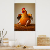 カボチャのチキンアートおもしろい、チキンウォールアート ポスター (キッチン)