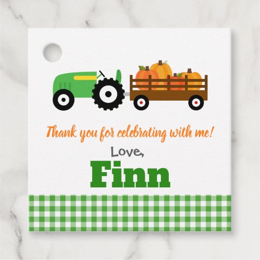 カボチャのトラックカボチャのパッチ – グリーントラクター フェイバータグ (正面)