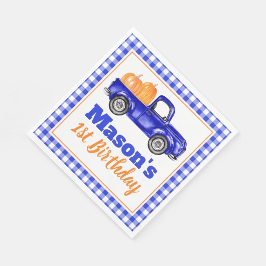 カボチャのトラックカボチャのパッチ – ブルートラック スタンダードランチョンナプキン (角)