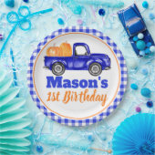 カボチャのトラックカボチャのパッチ – ブルートラック ペーパープレート (パーティー)