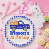 カボチャのトラックカボチャのパッチ – ブルートラック ペーパープレート (パーティー)