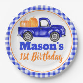 カボチャのトラックカボチャのパッチ – ブルートラック ペーパープレート (正面)