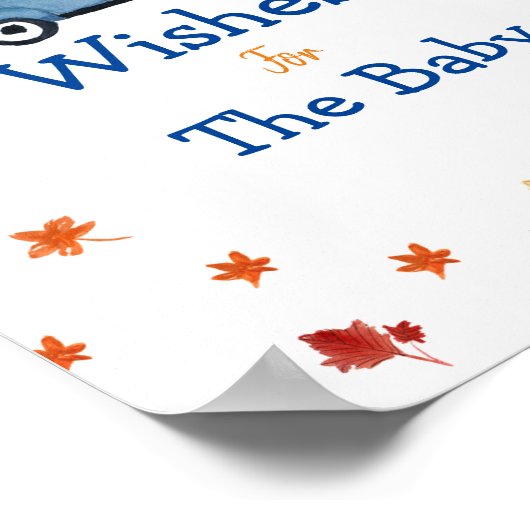 カボチャのトラック赤ちゃんシャワー希望のベビーのサイン ポスター (角)