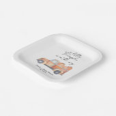 カボチャのトラック – 小さなカボチャが途中にある ペーパープレート (傾斜あり)