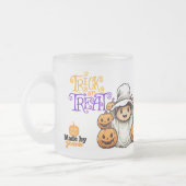 カボチャのトリックまたはトリートハロウィンのかわいい幽霊 フロストグラスマグカップ (左)