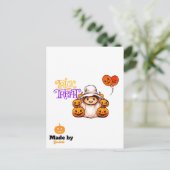 カボチャのトリックまたはトリートハロウィンのかわいい幽霊 ポストカード (スタンド正面)