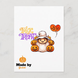 カボチャのトリックまたはトリートハロウィンのかわいい幽霊 ポストカード