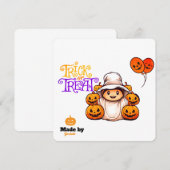 カボチャのトリックまたはトリートハロウィンのかわいい幽霊 招待状 (正面/裏面)