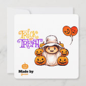 カボチャのトリックまたはトリートハロウィンのかわいい幽霊 招待状 (正面)