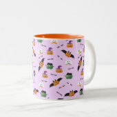 カボチャのトリックまたは治療ハロウィーンのカボチャのちょうちん紫 マグカップ (正面右)