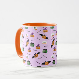 カボチャのトリックまたは治療ハロウィーンのカボチャのちょうちん紫 マグカップ