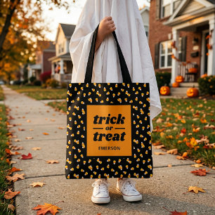 カボチャのトリックオアトリート モノグラム ハロウィン トートバッグ