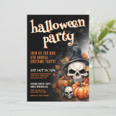 カボチャのドクロ ハロウィンパーティー 招待状 (スタンド正面)