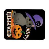 カボチャのハッピーハロウィーン猫 マグネット (横)