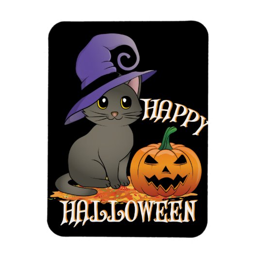 カボチャのハッピーハロウィーン猫 マグネット (縦)