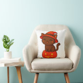 カボチャのハロウィンにかわいい黒猫の魔女 クッション (椅子)