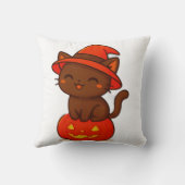 カボチャのハロウィンにかわいい黒猫の魔女 クッション (裏面)