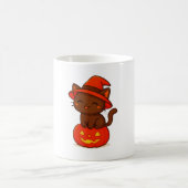 カボチャのハロウィンにかわいい黒猫の魔女 コーヒーマグカップ (中央)