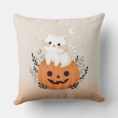 カボチャのハロウィンに座ってかわいいモダン子猫 クッション (裏面)