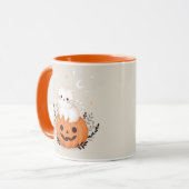 カボチャのハロウィンイラストレーションのかわいい猫 マグカップ (正面左)