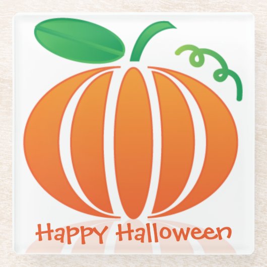 カボチャのハロウィンコースター ガラスコースター (正面)