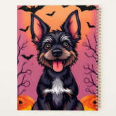 カボチャのハロウィンシーンのかわいい犬 プランナー手帳 (裏面)