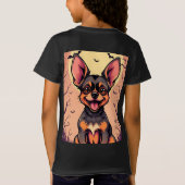 カボチャのハロウィンシーンのかわいい犬 Tシャツ (裏面)
