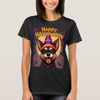 カボチャのハロウィンシーンのかわいい犬 Tシャツ