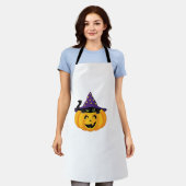 カボチャのハロウィン猫 – かわいい黒い子猫スティック エプロン (着用した状態)