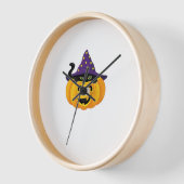 カボチャのハロウィン猫 – かわいい黒い子猫スティック 壁時計 (傾斜)