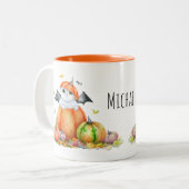 カボチャのハロウィン猫 ツートーンマグカップ (正面左)