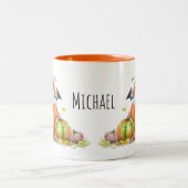 カボチャのハロウィン猫 ツートーンマグカップ (中央)