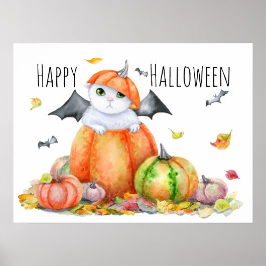 カボチャのハロウィン猫 ポスター (正面)