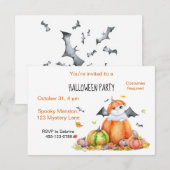 カボチャのハロウィン猫 招待状 (正面/裏面)