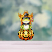 カボチャのハロウィーンかわいいカエル アクリルサイン (ニュートラル)