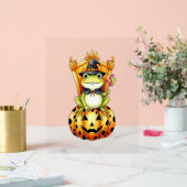 カボチャのハロウィーンかわいいカエル アクリルサイン (ウェディング)