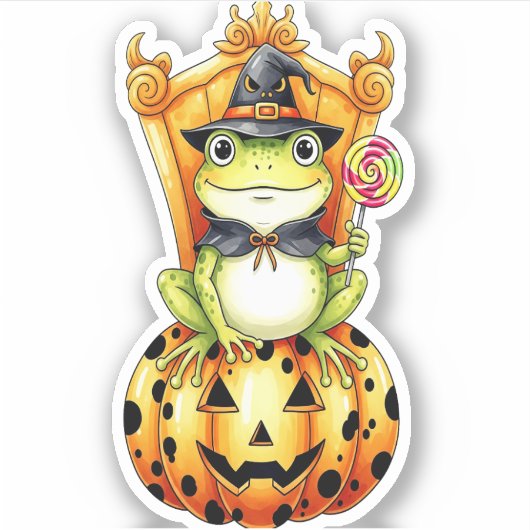 カボチャのハロウィーンかわいいカエル シール (正面)