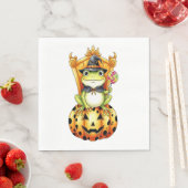 カボチャのハロウィーンかわいいカエル スタンダードランチョンナプキン (インサイチュ)