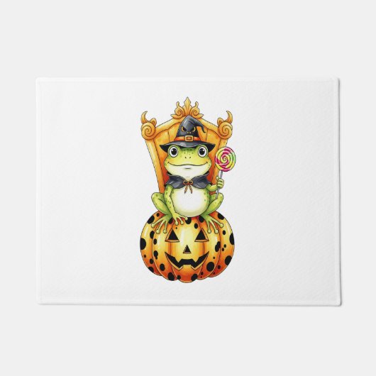 カボチャのハロウィーンかわいいカエル ドアマット (正面)