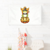 カボチャのハロウィーンかわいいカエル 横断幕 (インサイチュ)